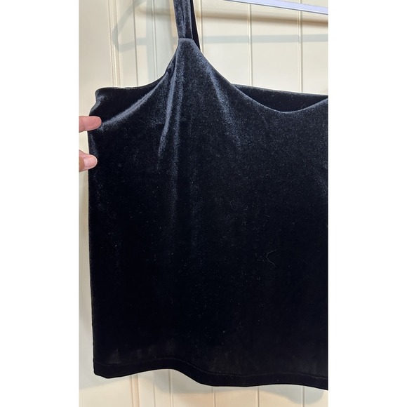 Old Navy Womens Tank Top Camisole Strappy Velvet Velour black Sz L Party Goth - Picture 2 of 7